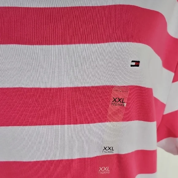 Tommy Hilfiger Striped Pink and White T-Shirt Size XXL - Picture 2 of 9
